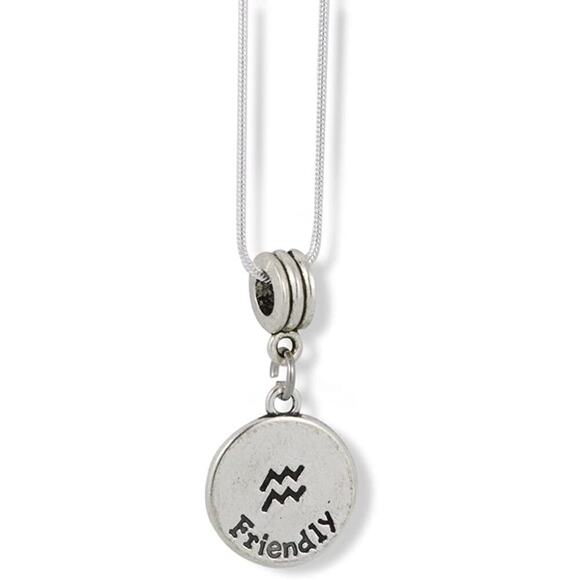 Aquarius Astrology Horoscope Zodiac Charm Chain Necklace - Picture 2 of 5